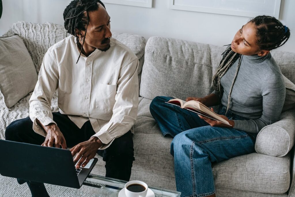 husband and wife talking