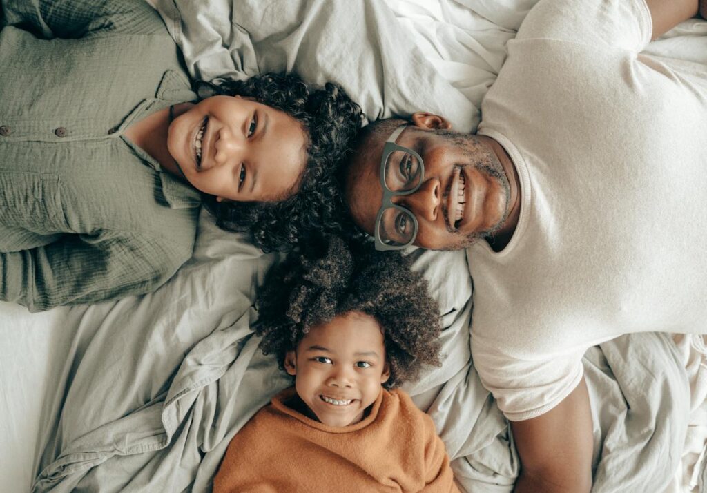 father with two children