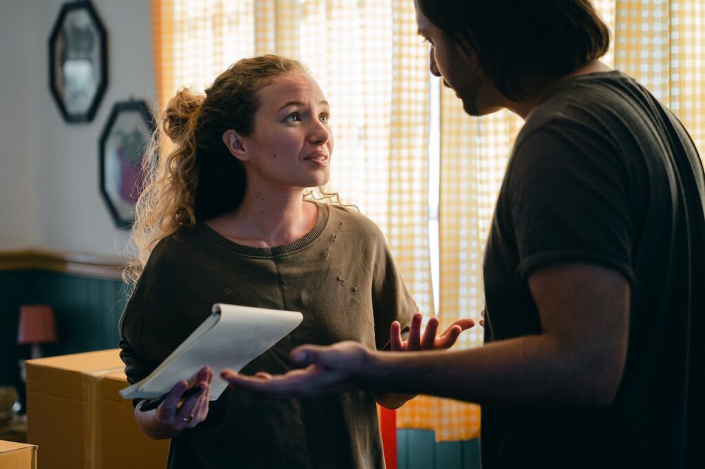 Husband and wife talking