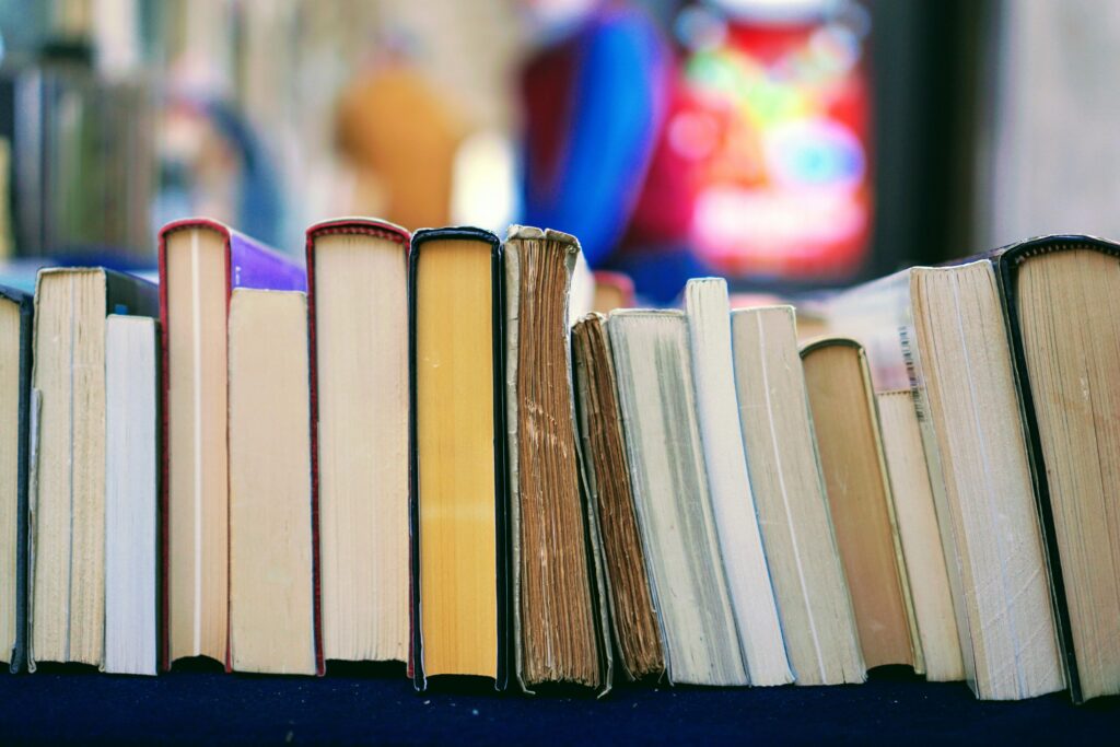 books laying on a shelf